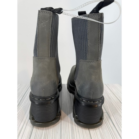 Dr.Martens Corran Chelsea Waxy Boots Grey Suede Heeled Platform Lug Sole Wmns 10 - Picture 6 of 12